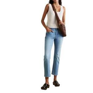 Frame Le High Straight Denim Jeans Crestmont Ankle Crop Light Wash Mid Rise 24